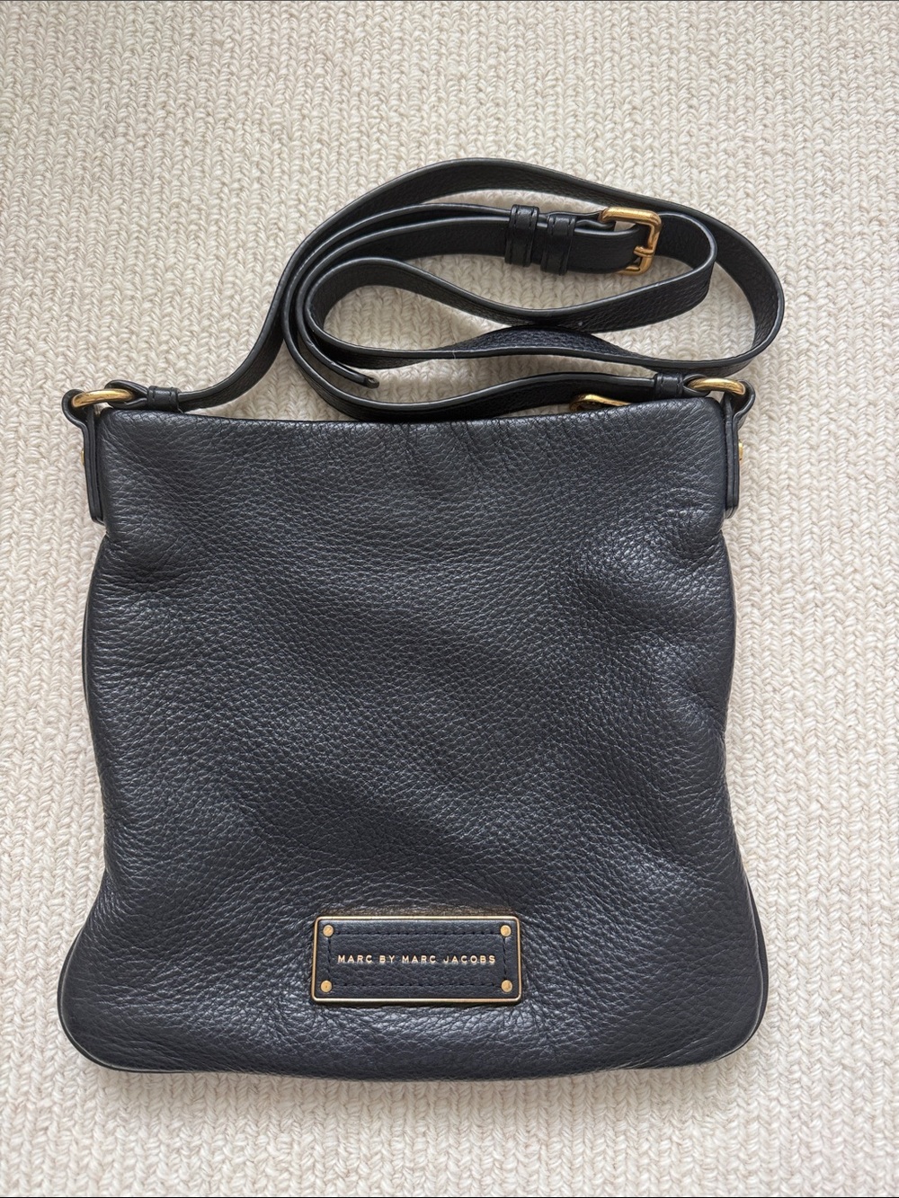 Marc by Marc Jacobs Black Pebbled Leather Crossbody with Gold Hardware
